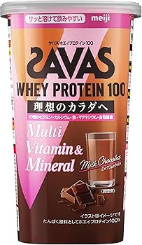 SAVAS - ザバス ホエイプロテイン100 1050g（50食分）ココア　ショコラ　4個 Amazon | ザバス 明治 【シェイカー付】 ホエイプロテイン100